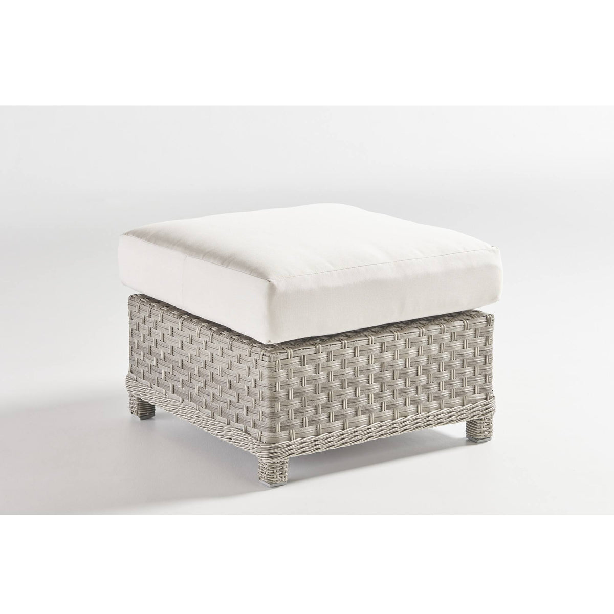 Gray Synthetic Wicker Ottoman with Brown Cushion K700075