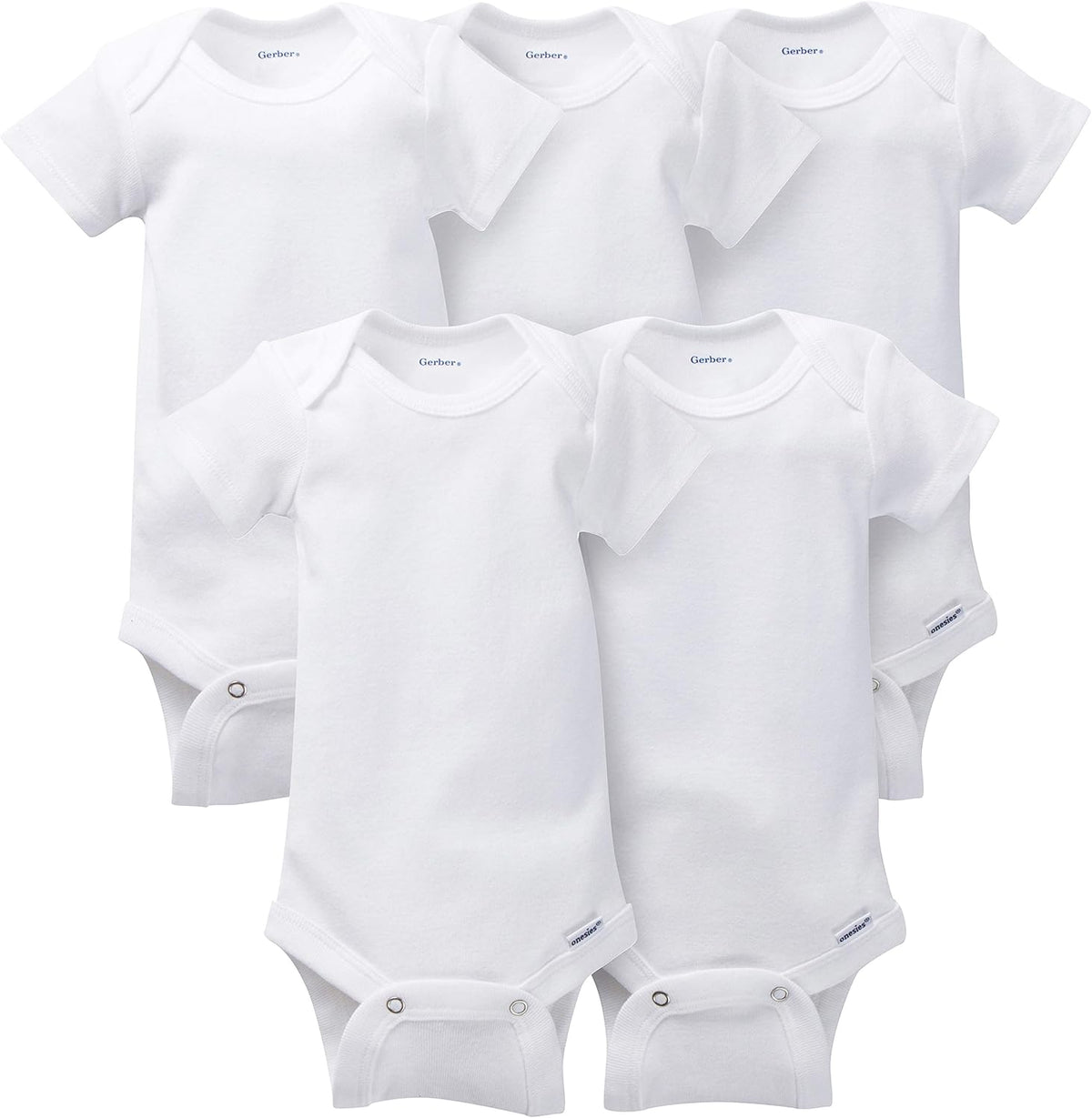 5-Pack White Short Sleeve Onesies Bodysuits L8724