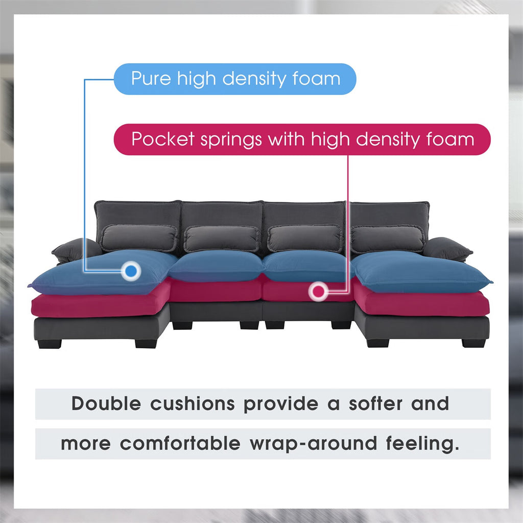 U-shaped Sectional Sofa with Waist Pillows A20914