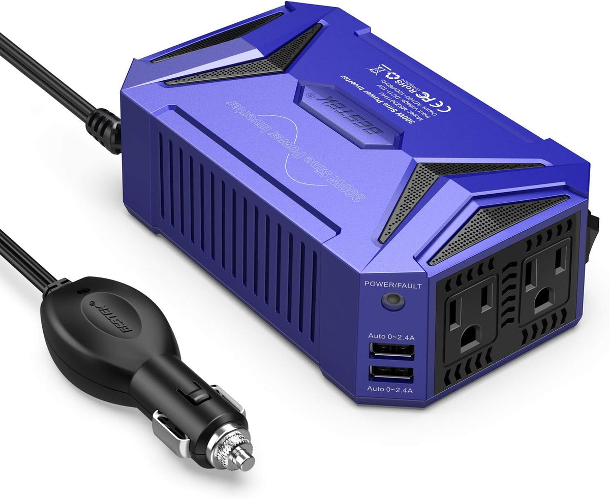 300W Pure Sine Wave Power Inverter Car Adapter DC 12V to AC 110V with Dual USB Ports R995