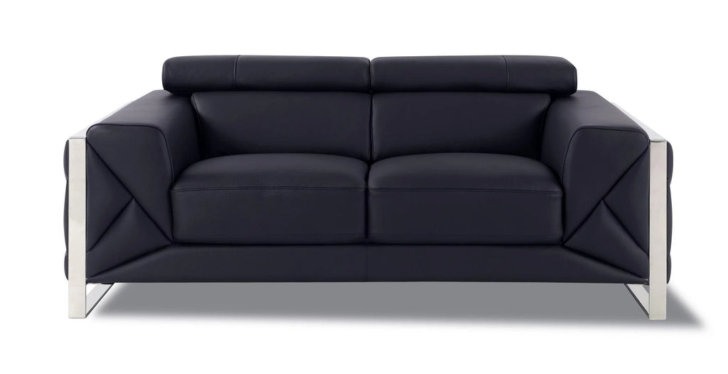 Black Genuine Italian Leather Loveseat A480
