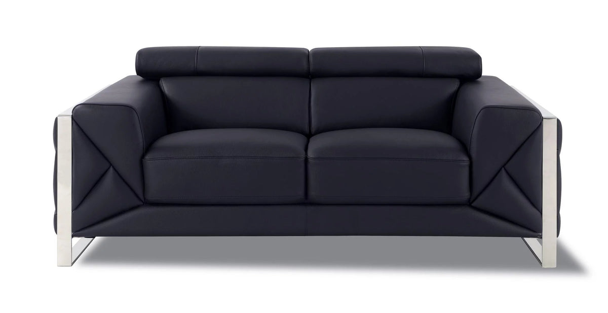 Black Genuine Italian Leather Loveseat A480