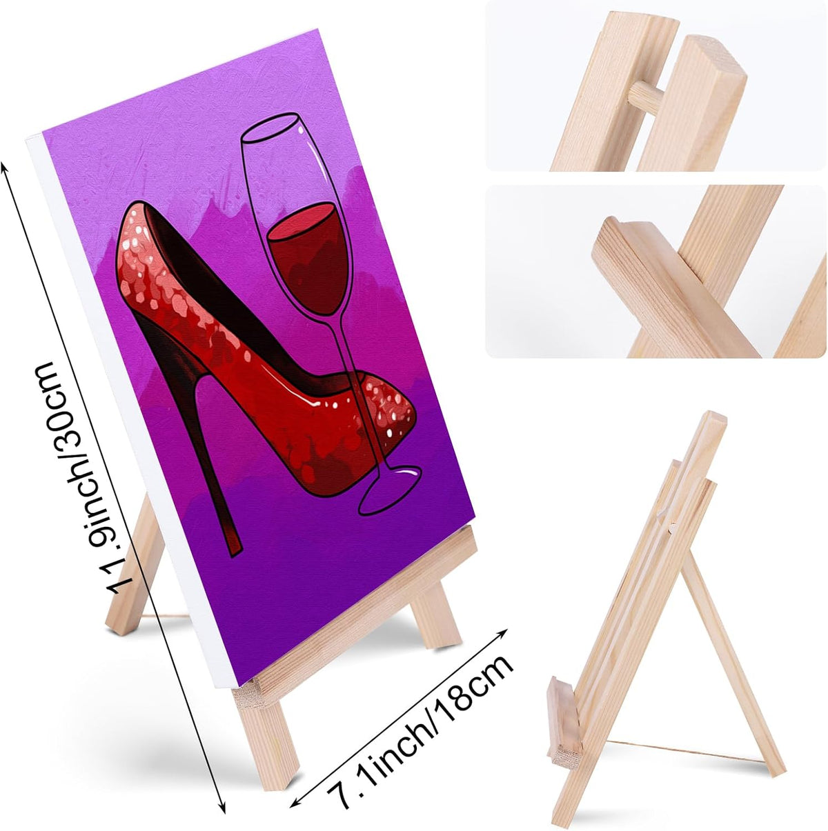 Pre Drawn Canvas Painting Kit with 1 Easel, 8 Acrylic Colors, 3 Brush, 1 Pallet (8x10) S847526