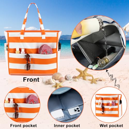 Extra Large Waterproof Beach Tote with Wet Compartment O14772