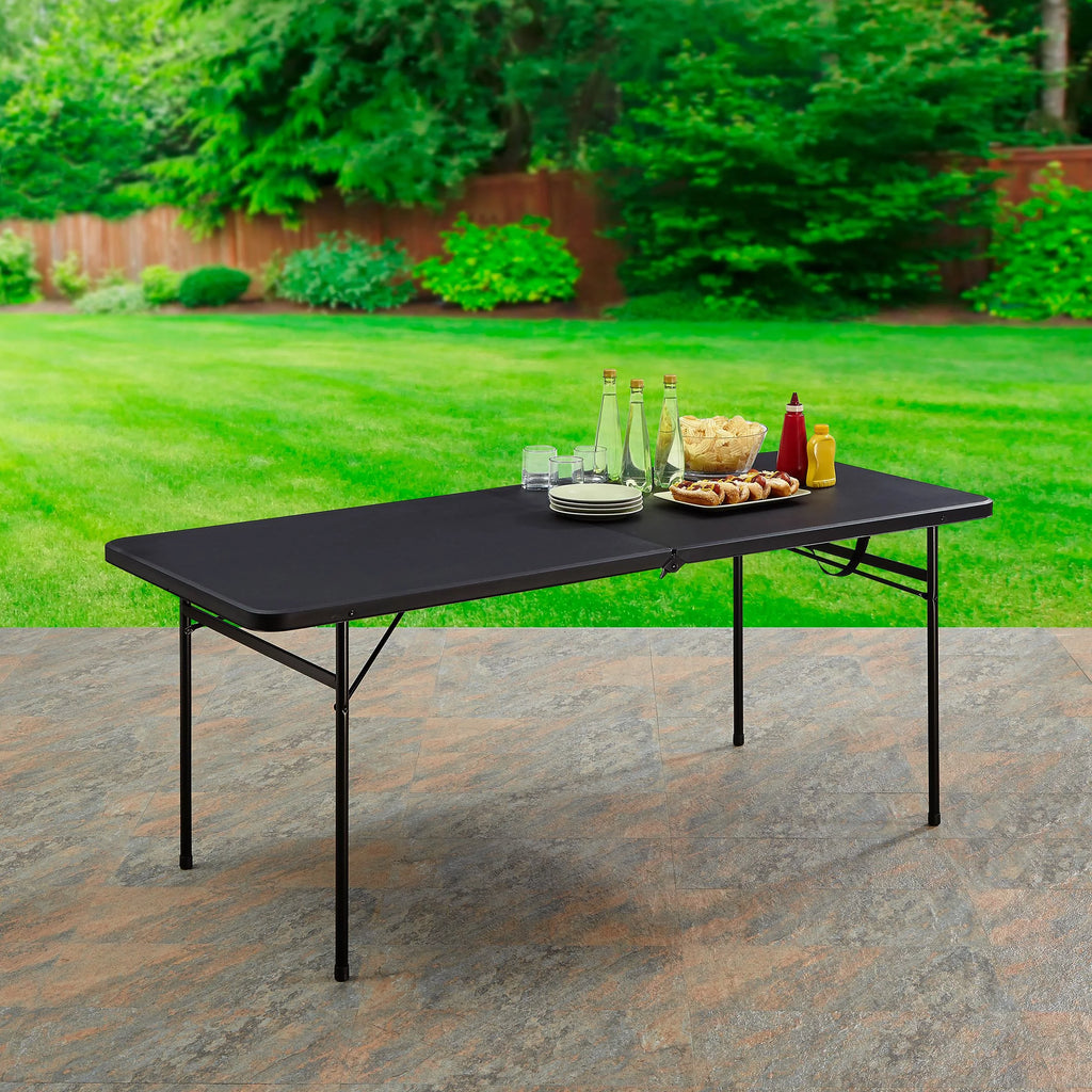 6 Foot Bi-Fold Plastic Folding Table, Black W194