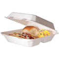 9 in 3-Compartment Soak Proof Sugarcane Clamshells Y84531