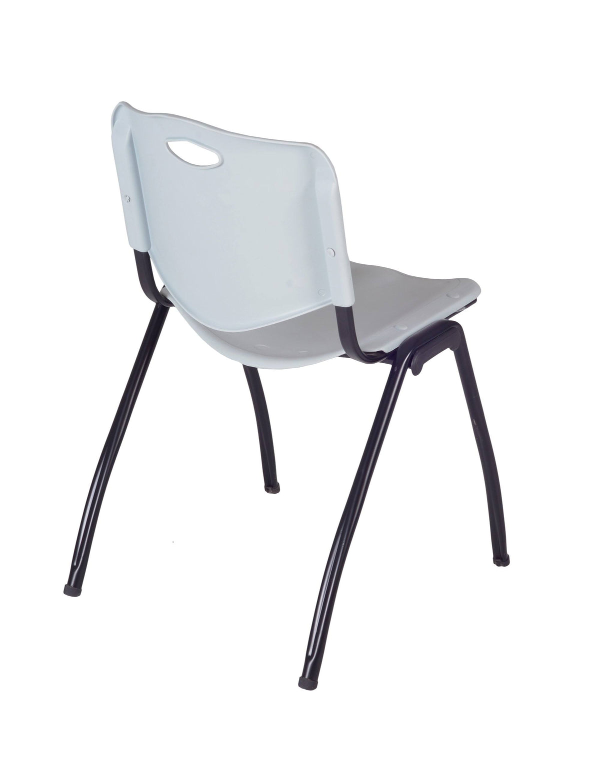 42x22 Round Breakroom Table Grey & 4 Stack Chairs Blue N81577