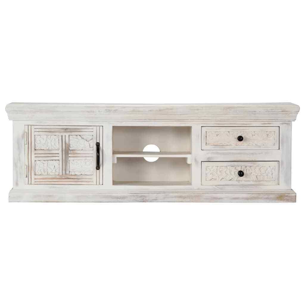 White Solid Mango Wood TV Cabinet A731694