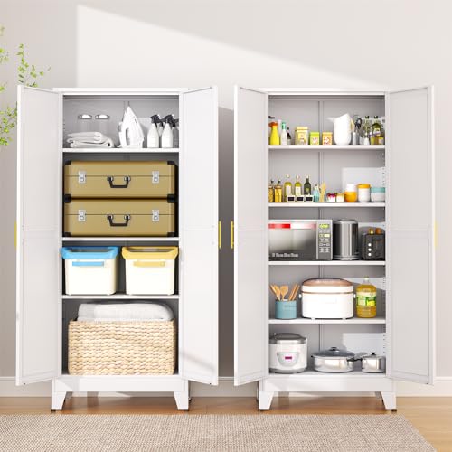 75.2”H Metal Pantry Storage Cabinet with Adjustable Shelves S74950
