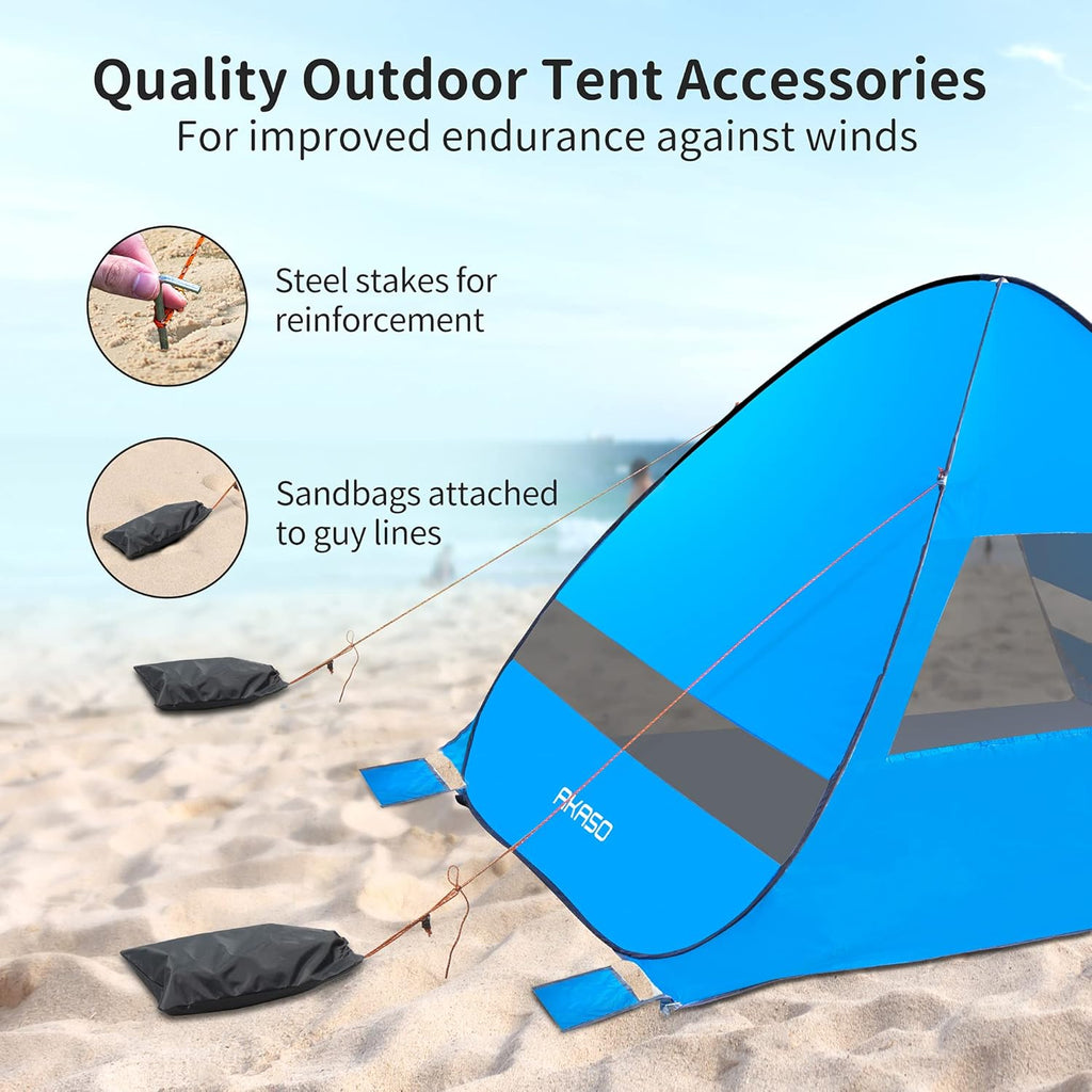 Beach Tent, Anti UV Pop Up Camping Tent with Carry Bag for 4 Person Y893184