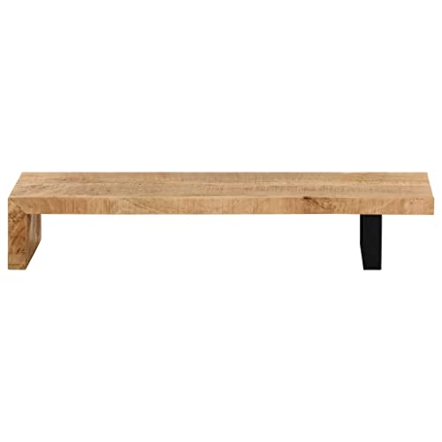 Solid Mango Wood TV Stand with Wrought Iron Legs, 45.3" L x 18" W x 15.7" H W206