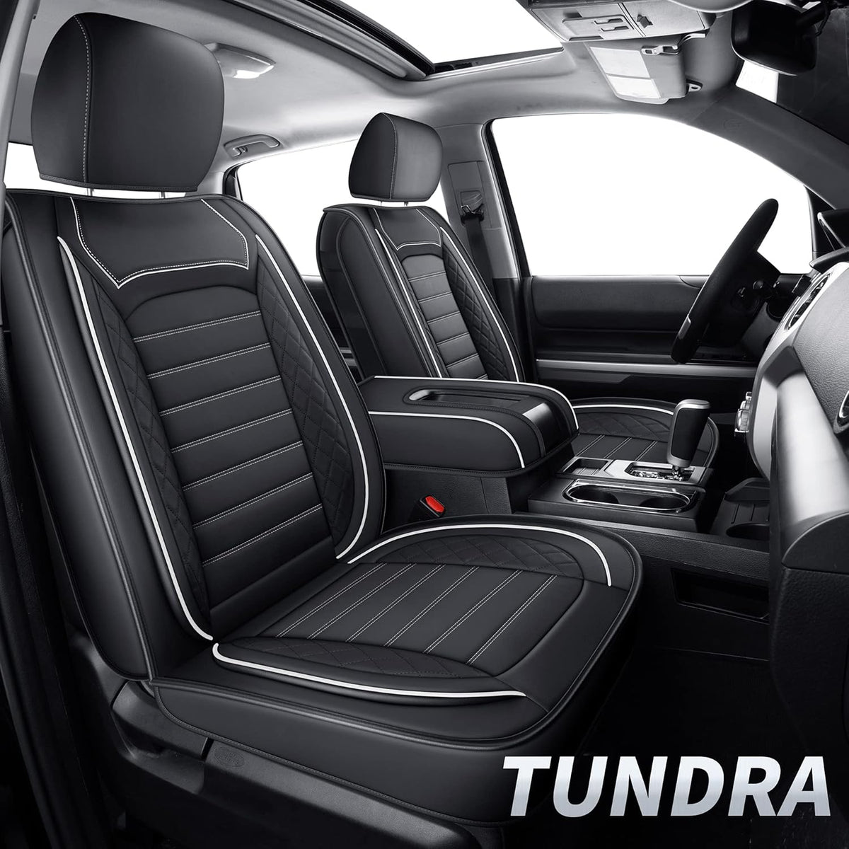 Black & Gray Water Proof Faux Leather Seat Covers Full Set B35906