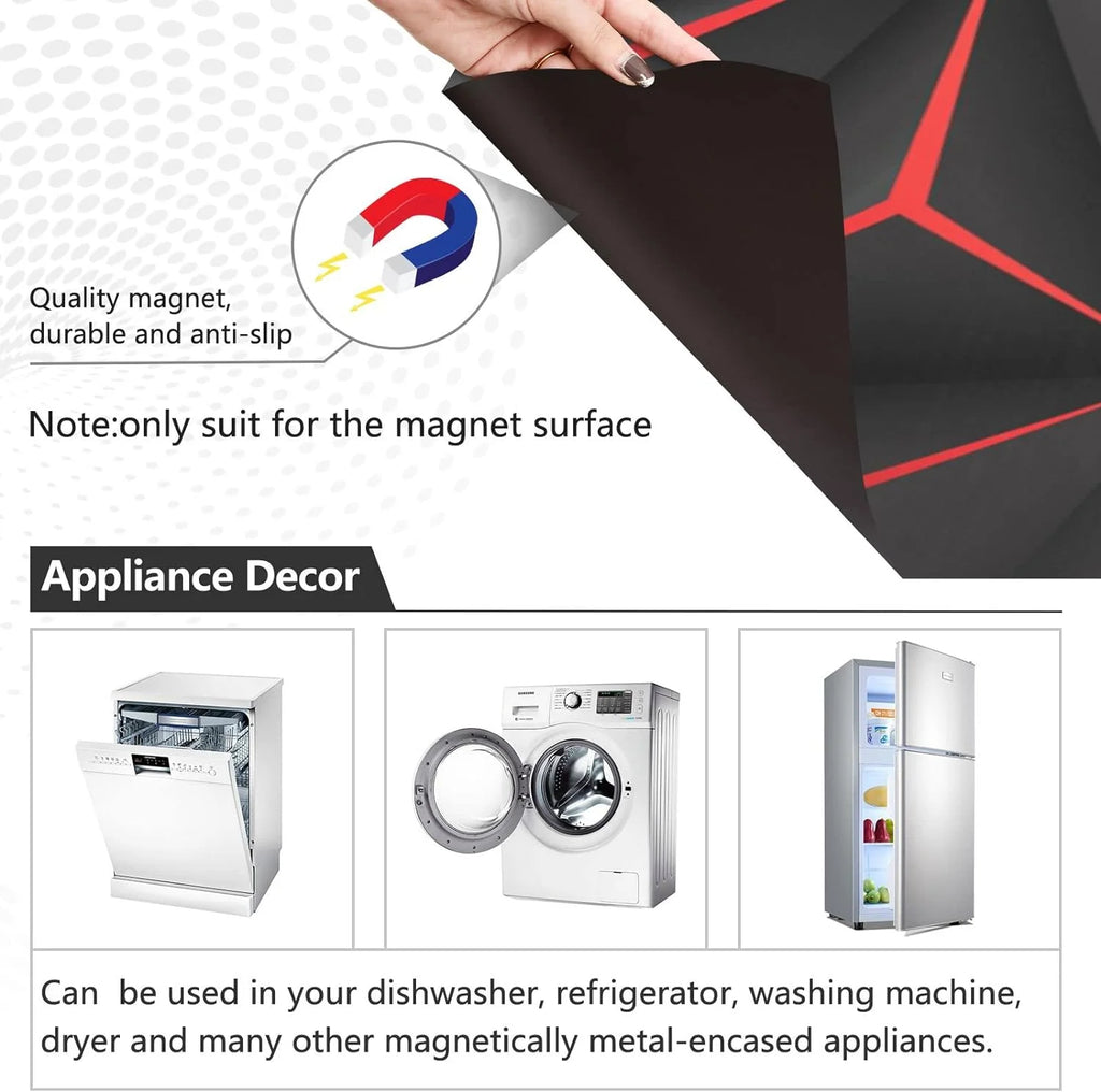Black 3D Geometric Dishwasher Magnet Sticker X1471