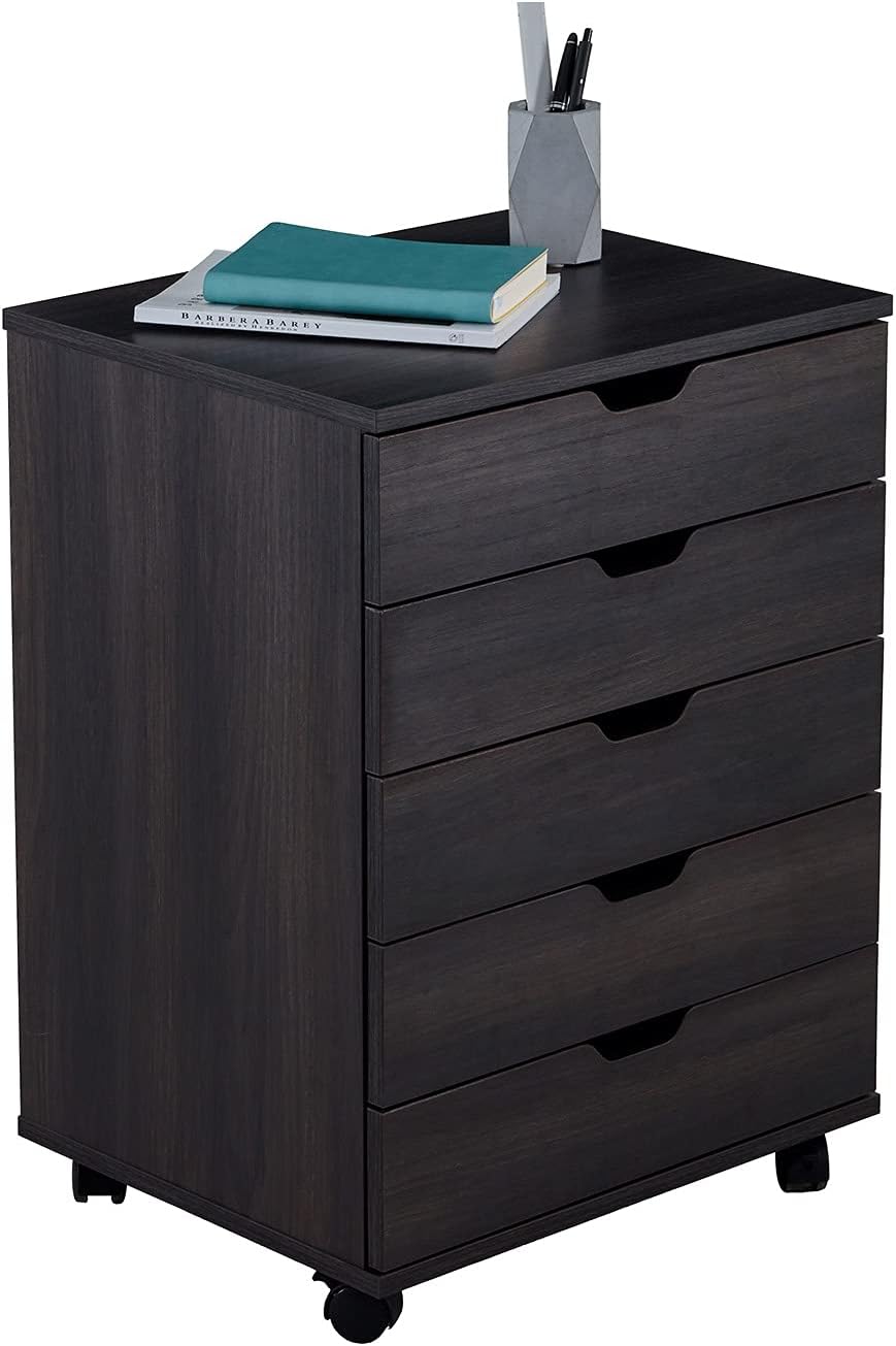Black 5 Drawer File Cabinet with Casters K762662