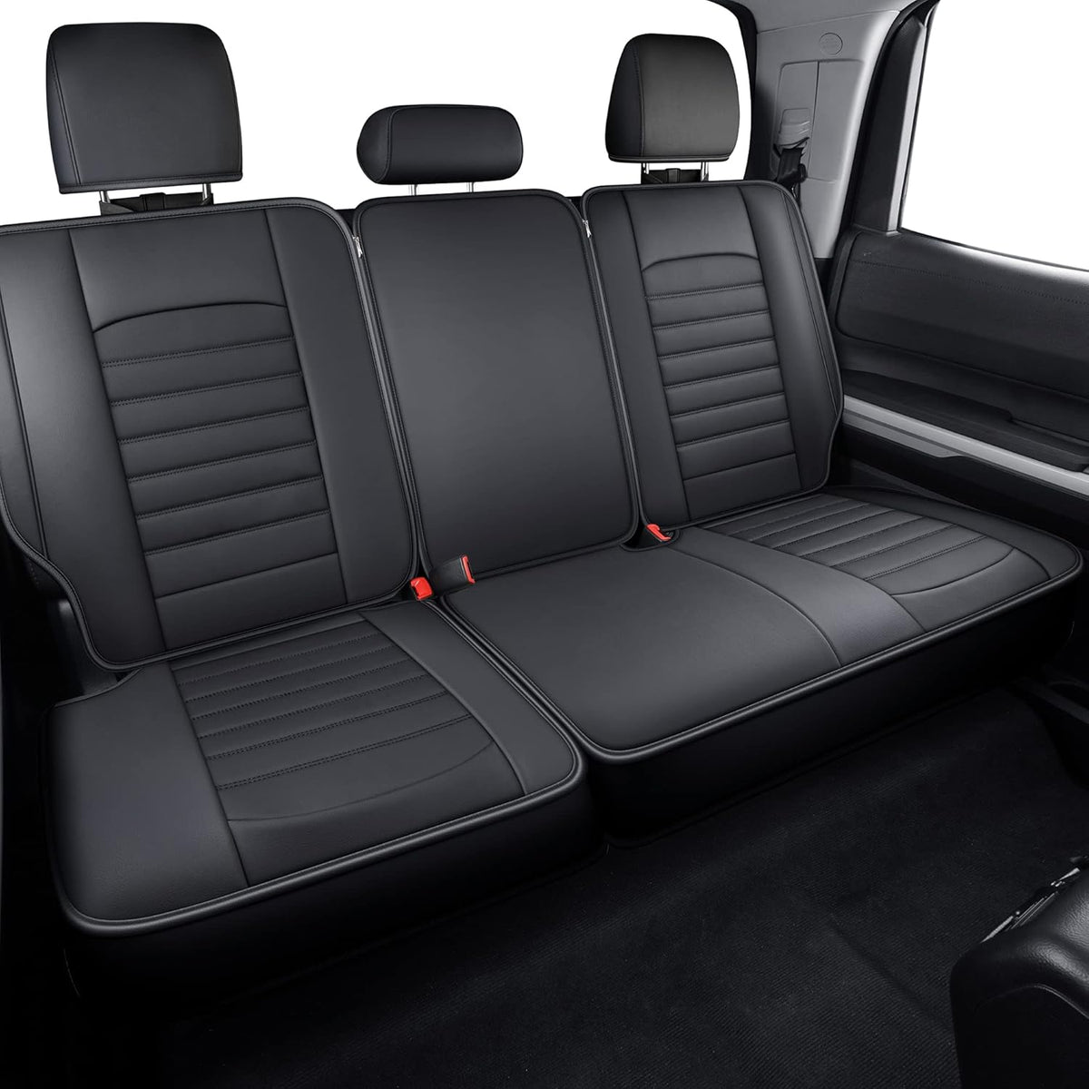 Black & Gray Water Proof Faux Leather Seat Covers Full Set B35906