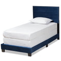 Blue Velvet Twin Size Panel Bed I7382
