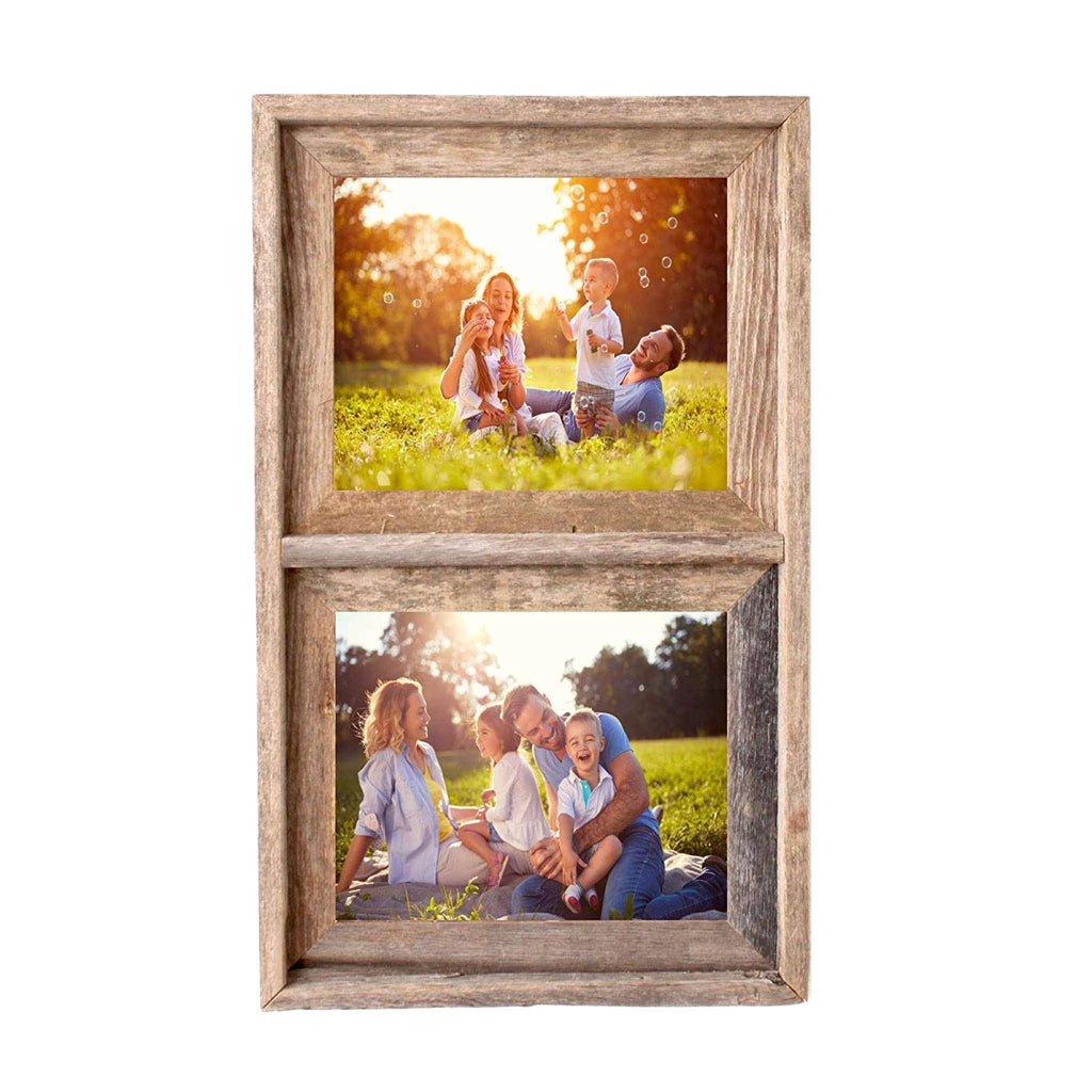 Collage Frame - 100% Up-Cycled Genuine Reclaimed Wood, Weathered Gray, 2-8.5x11 I566