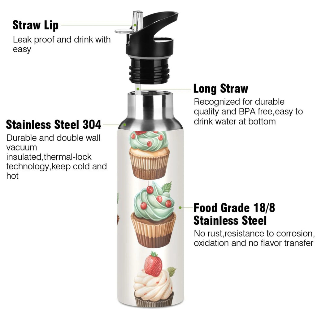 Insulated Stainless Steel Water Bottle with Straw Lid 20 oz B64881