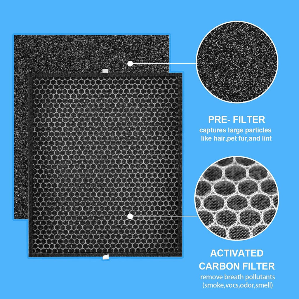 2 Pack Activated Carbon VOC Filters with 4 Extra Prefilters D322