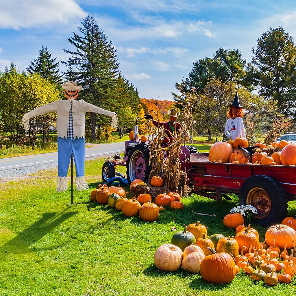 7.5 Feet Halloween Scarecrow Ghost Decorations with Metal Stand A52240