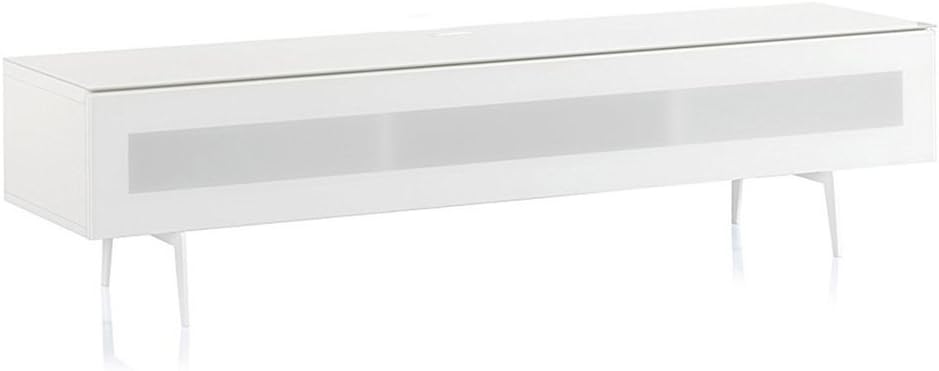 White Wood and Glass TV Stand with Metal Legs N683502