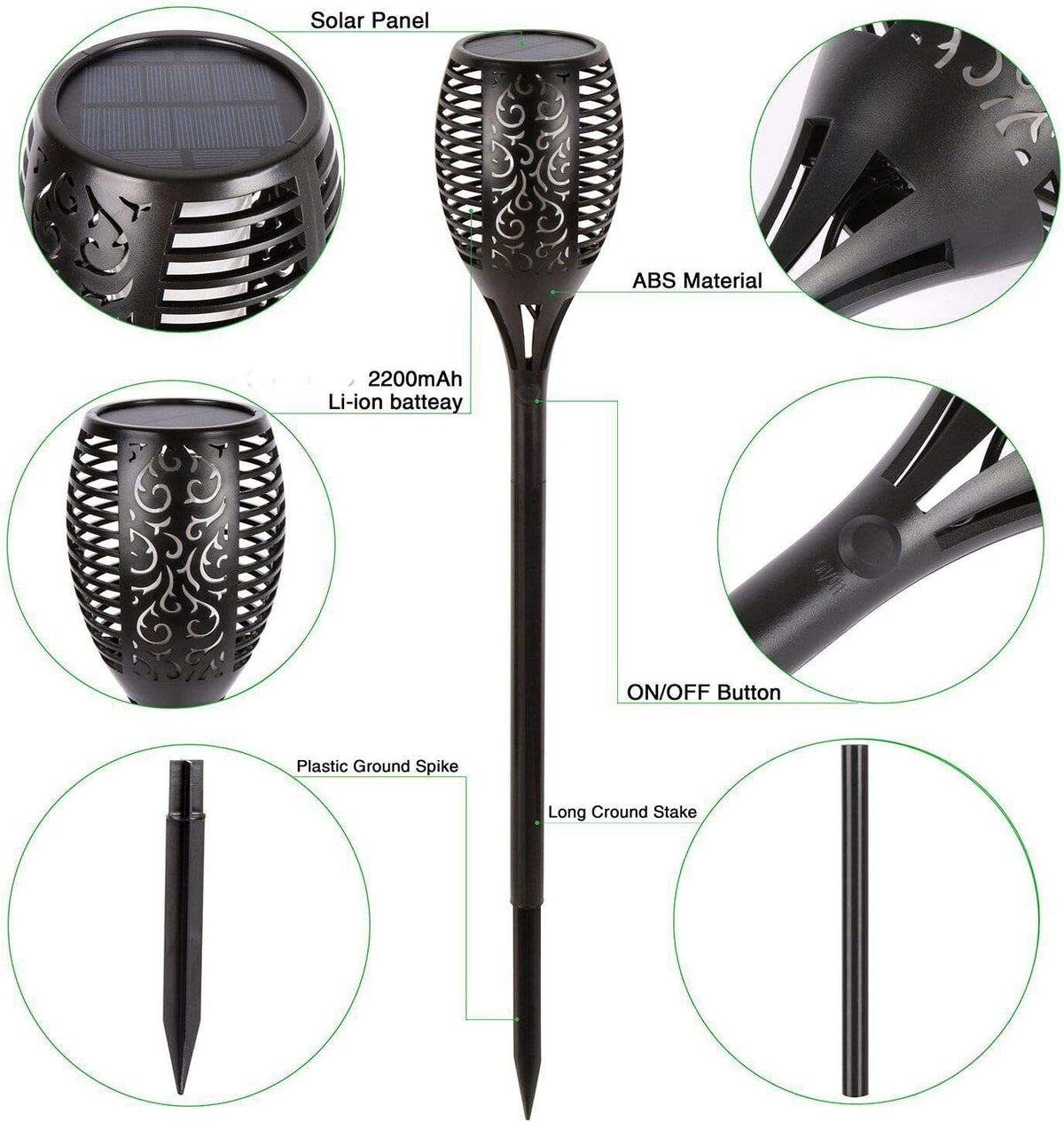 43 LED 6 Pack Solar Torch Lights D2730