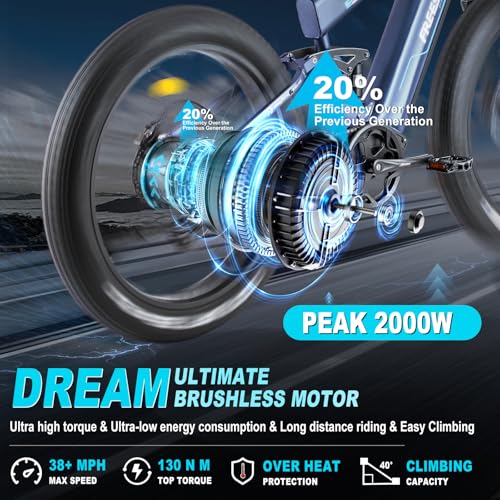 Dual Battery 48V 35AH 2000W 80-155 Miles Electric Bike 26" Fat Tire Full Suspension EBike with Dual Hydraulic Brakes E55336
