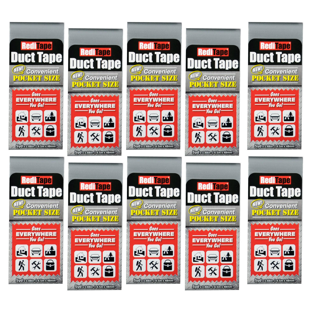 Compact Flat Fold Duct Tape, Pocket size, 10-Pack, Silver T9990