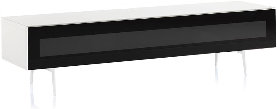 White Wood and Glass TV Stand with Metal Legs N683502