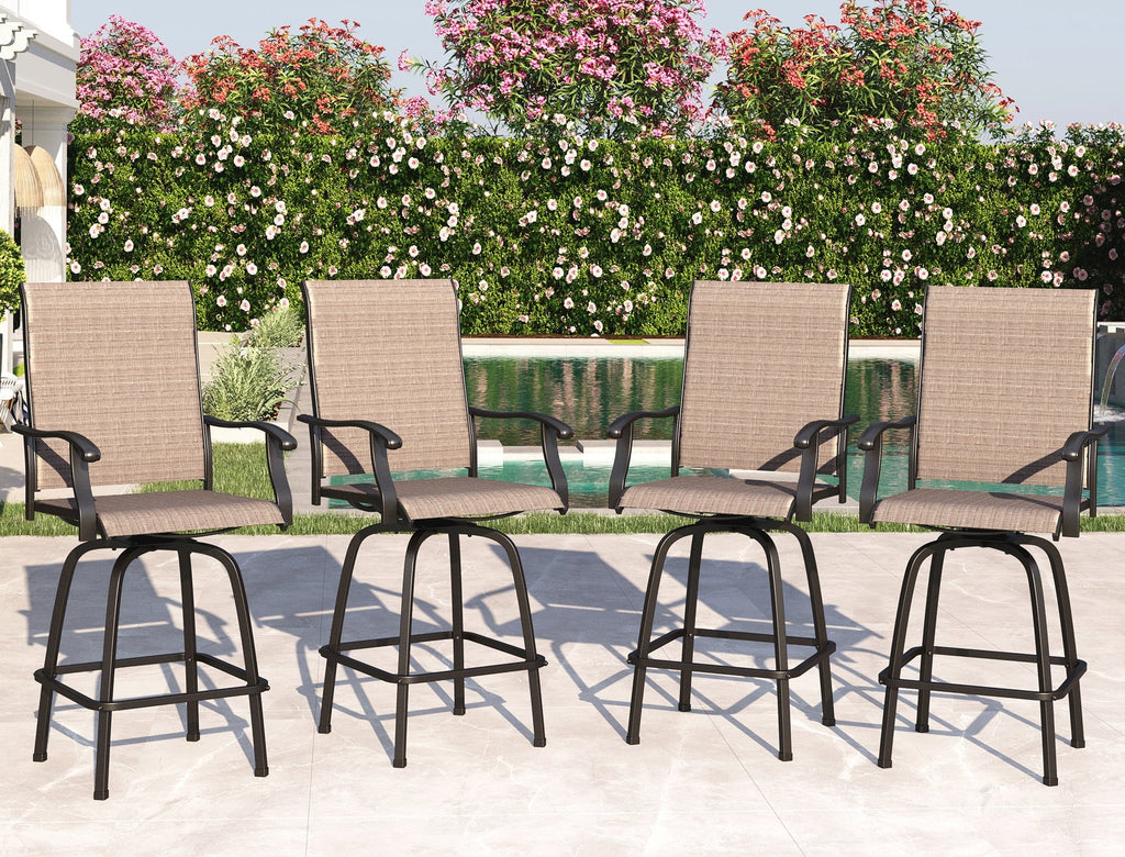 2 Pcs Outdoor Swivel Metal Bar Stools Z6297