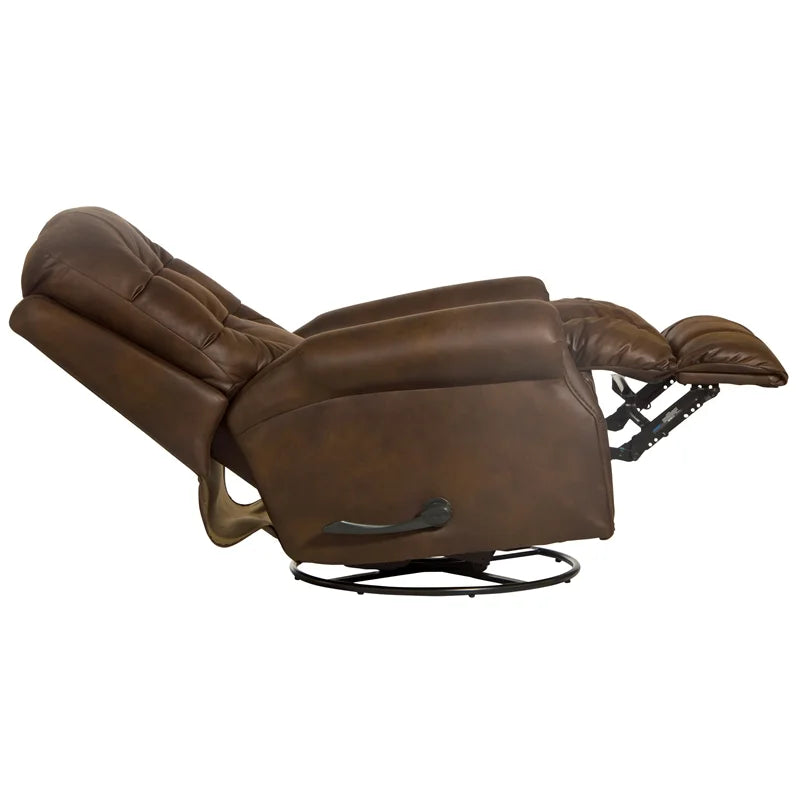 Brown Polyester Swivel Glider Recliner D8688