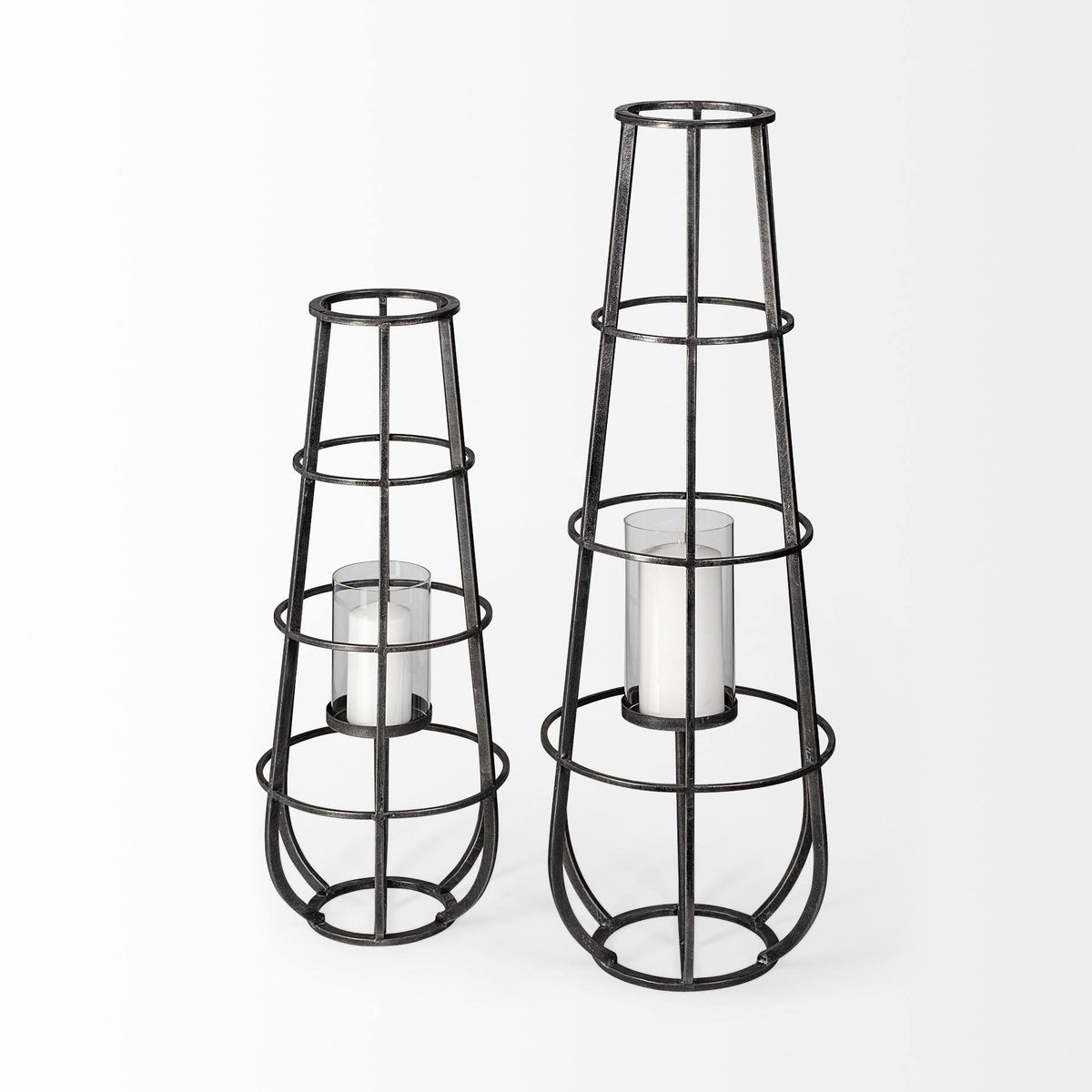 Black Metal Candle Holder Lantern P303