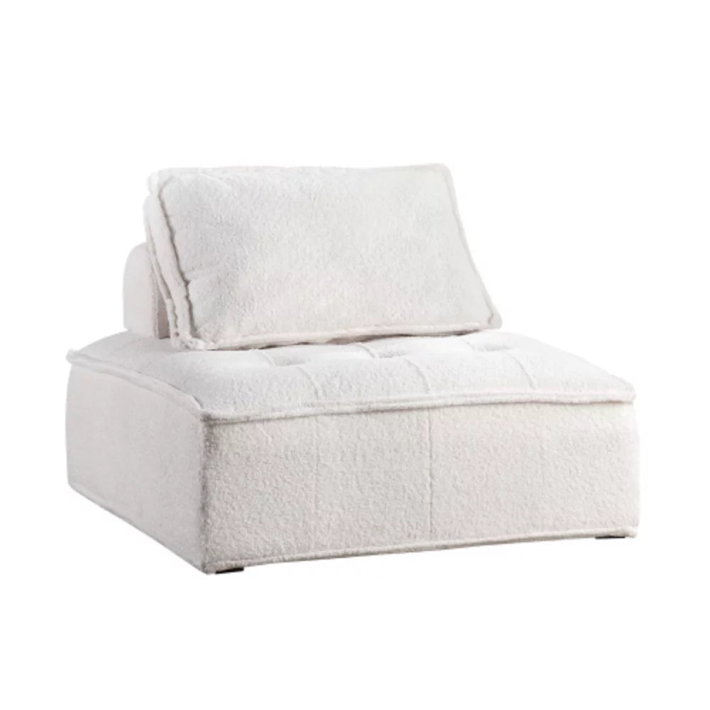 White Lambskin Sherpa Oversized Armless Accent Chair U5477