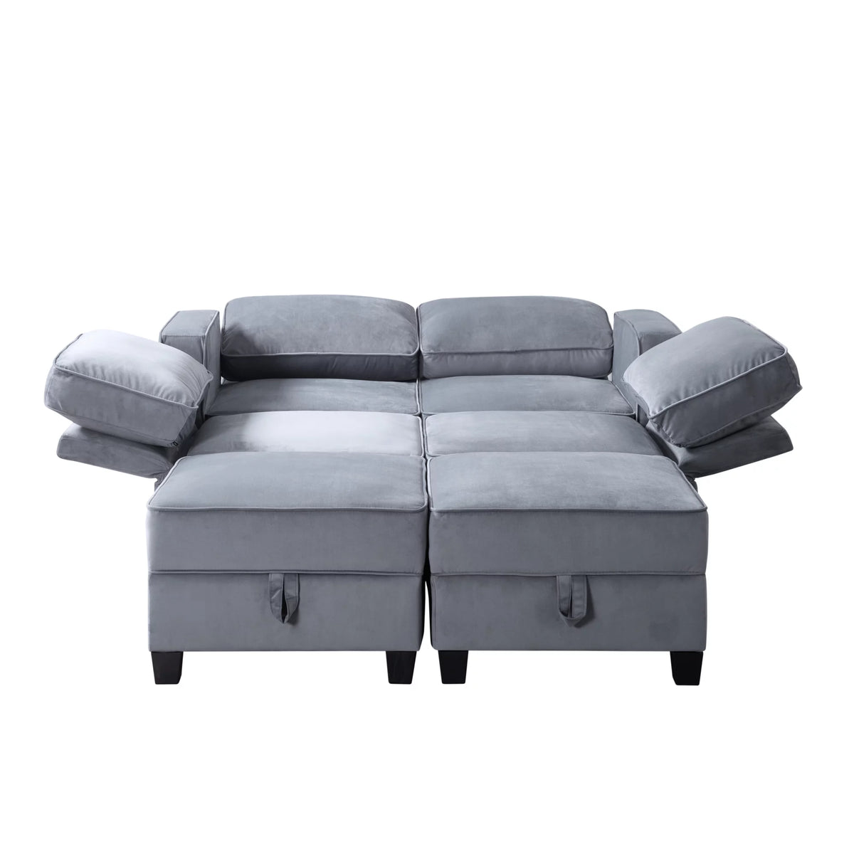 Dark gray Velvet Square Arm Sectional Sofa H24172