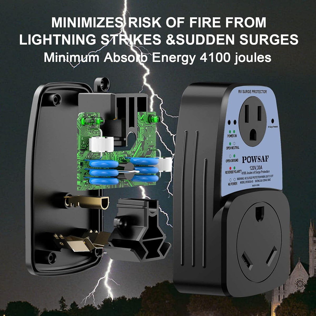RV Surge Protector with 30 Amp Male to 30 Amp Female and 15 Amp Female Pack of 2 O362455