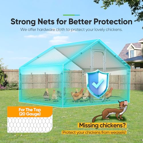 Large Metal Chicken Coop Run with Roosting Perch and Waterproof Roof Cover, 12x9x6.6FT G146147