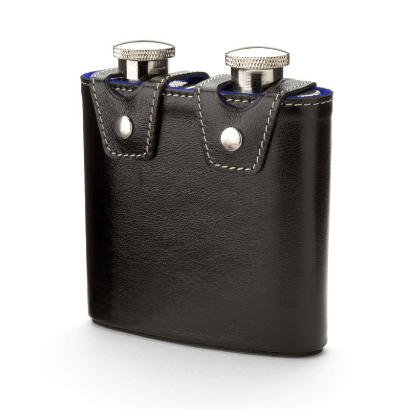 Black Leather Hip Flask V721
