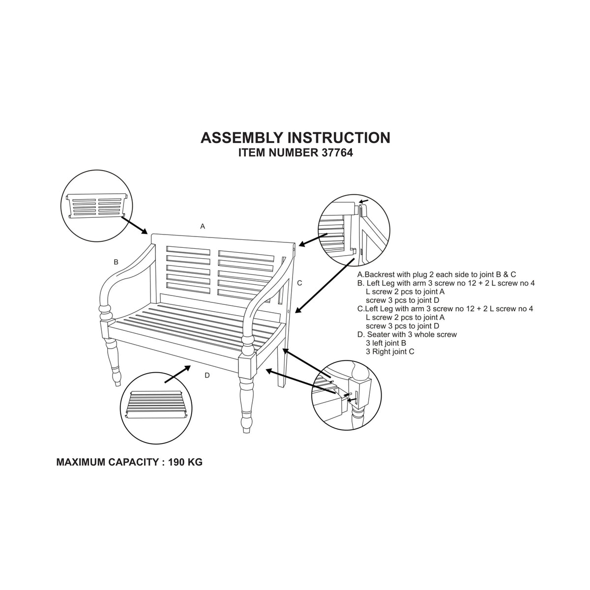 White Wood Bench V88082