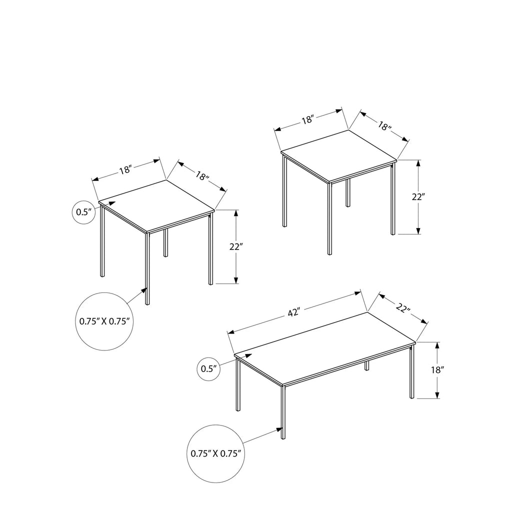 White and Black 3 Piece Coffee Table Set S71282