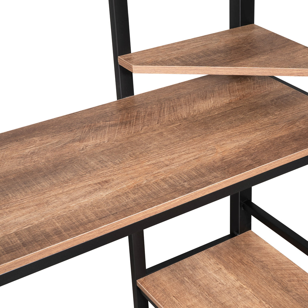 Black Full Metal Loft Bed with Desk and Storage Shelves Y61260