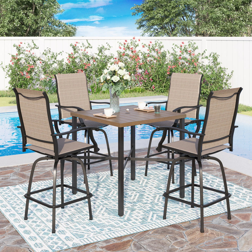 2 Pcs Outdoor Swivel Metal Bar Stools Z6297