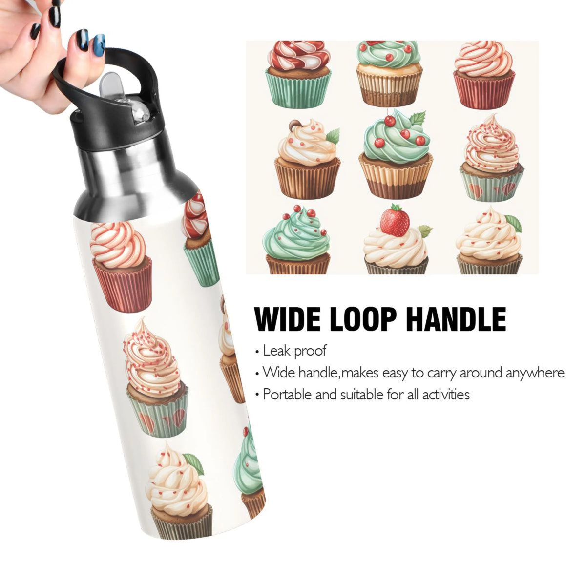 Insulated Stainless Steel Water Bottle with Straw Lid 20 oz B64881