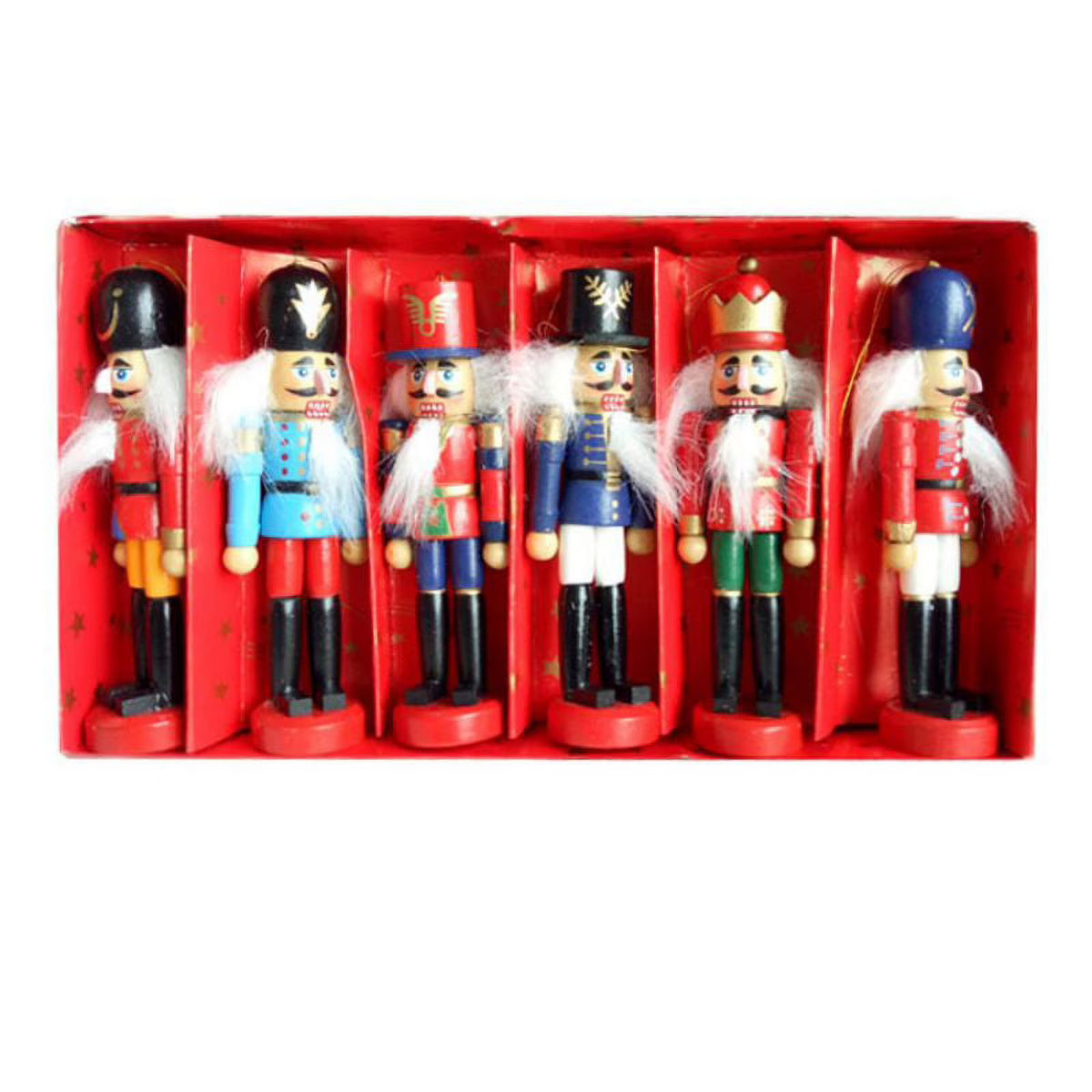 Wooden Nutcracker Puppet Doll Toys, 6 Pieces R704202