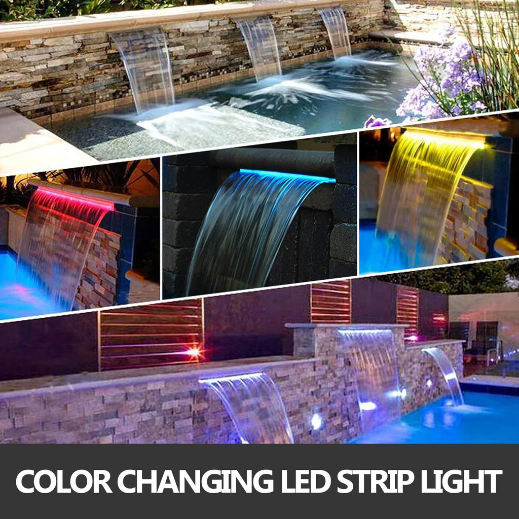Stainless Steel Pool Waterfall with LED Strip Light P607063