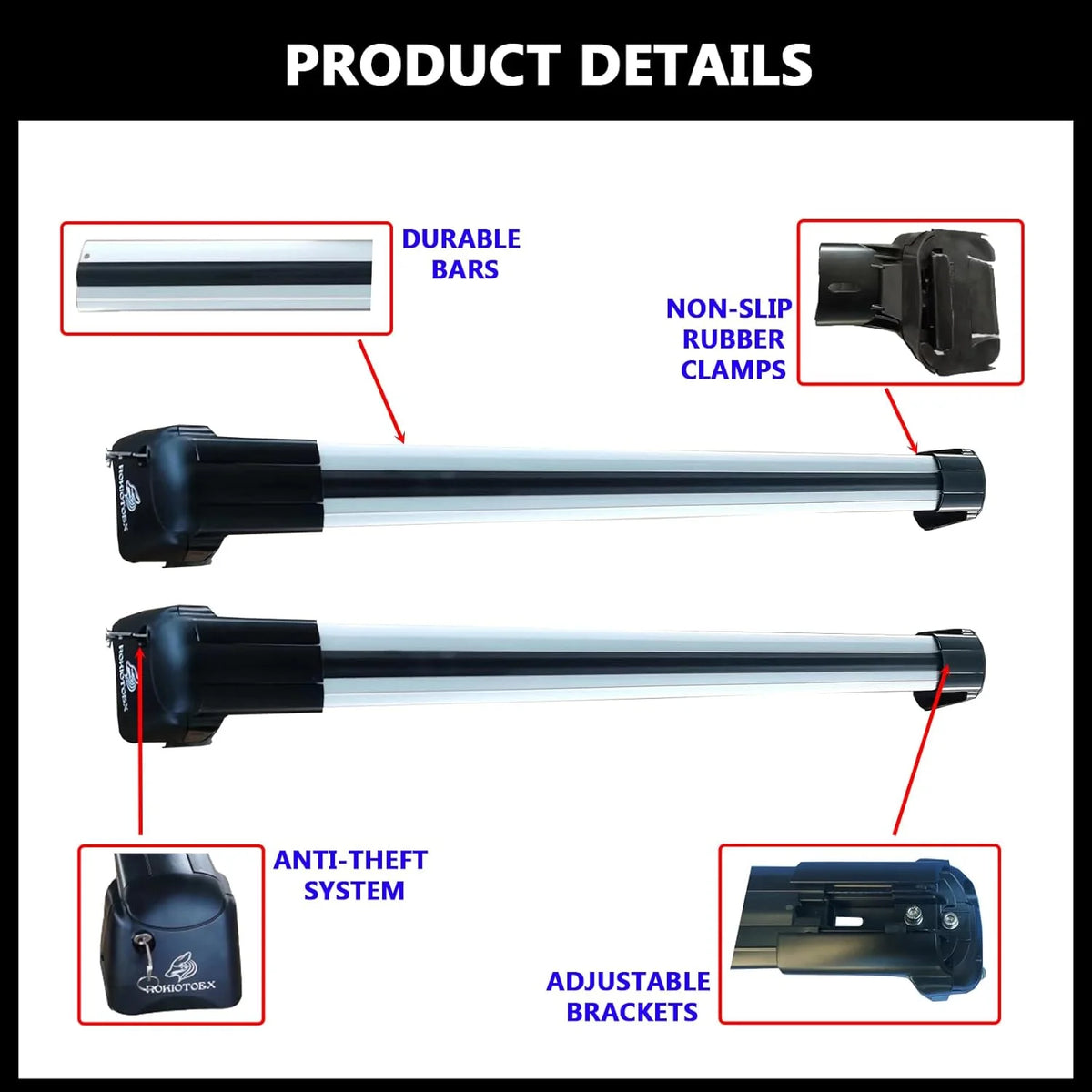 Lockable Roof Rack Crossbars with Flush Side Rails P625318