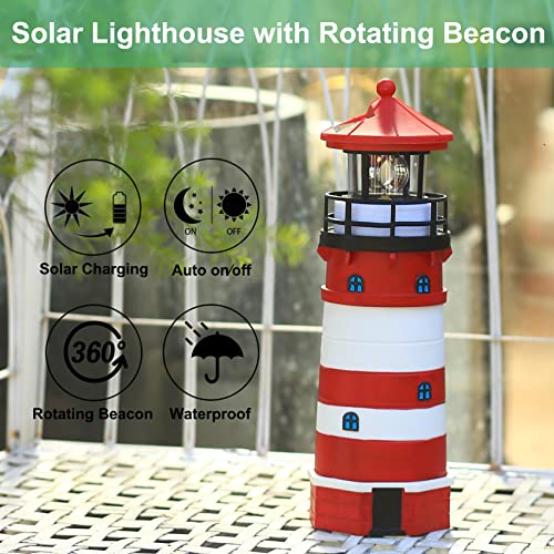 Solar Powered Lighthouse Decor with Rotating Beacon C884836