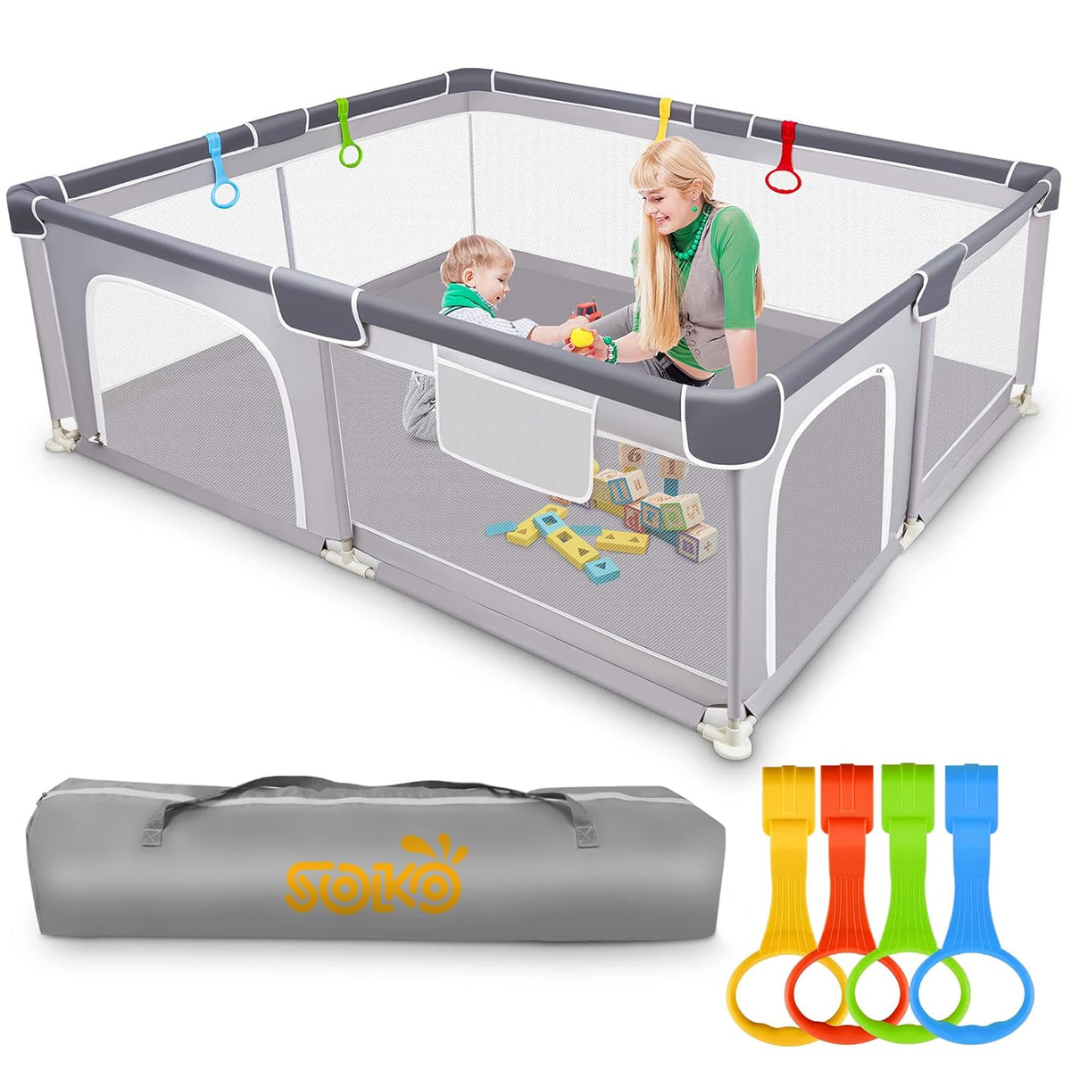 Extra Large Baby Playpen with Soft Breathable Mesh I32885