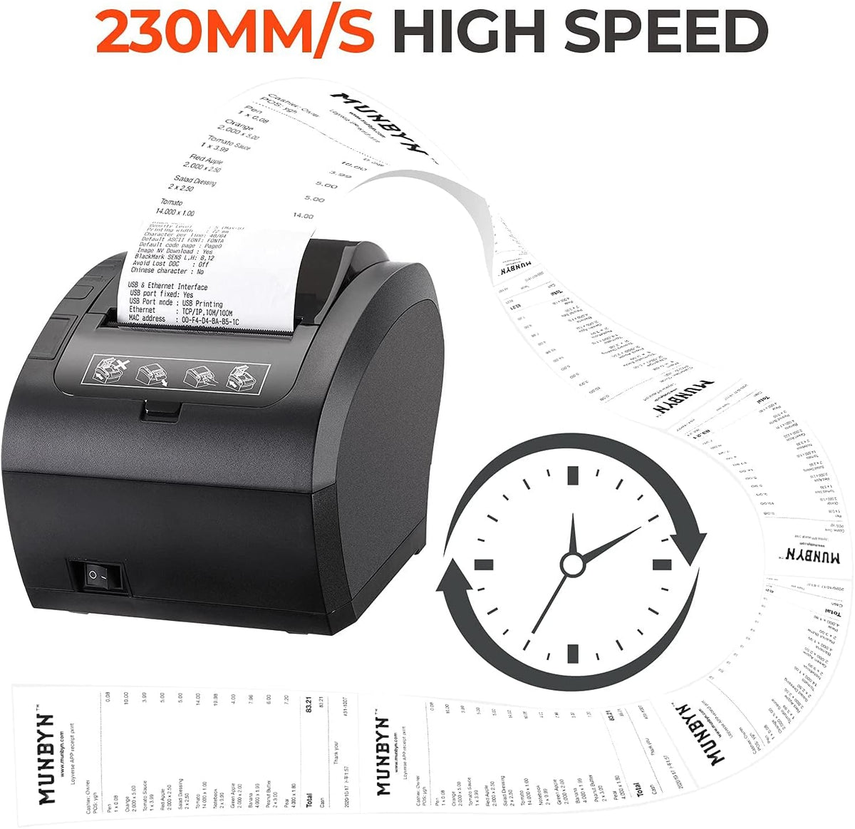 Black 80MM Thermal Receipt Printer with Auto Cutter Q12420