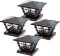 Solar Powered Post Cap Light with Base Adapter Brown 4 Pack E91250