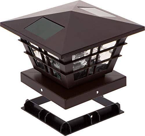 Solar Powered Post Cap Light with Base Adapter Brown 4 Pack E91250